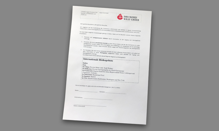 Besucherregelung Coronavirus